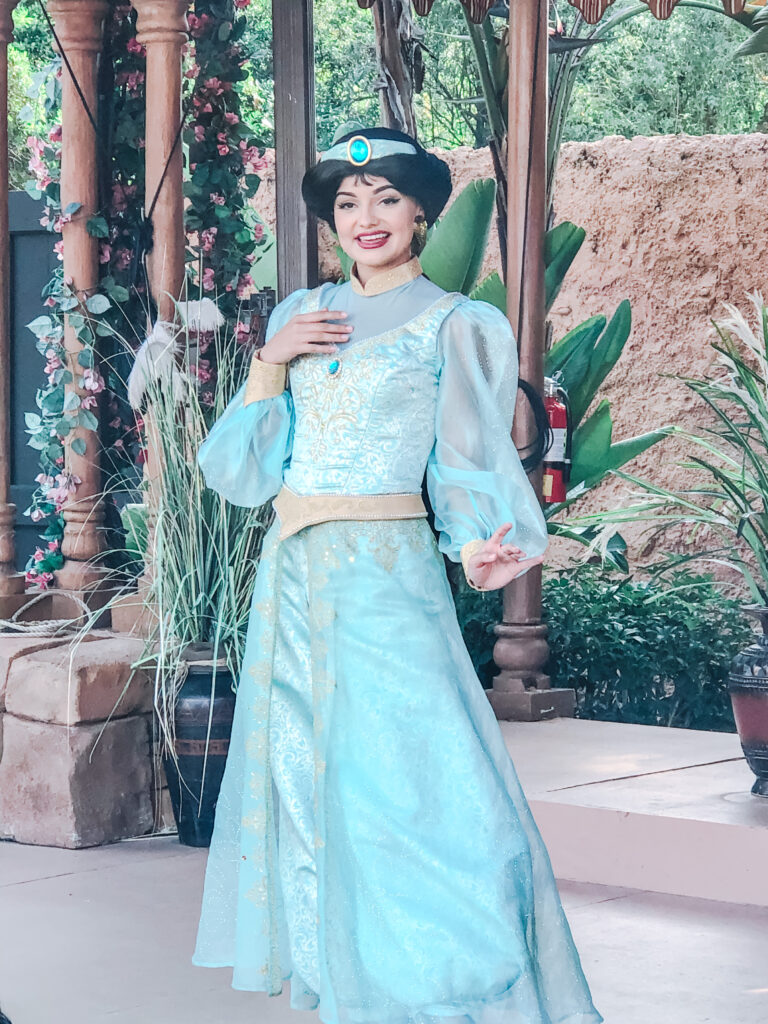 Princess Jasmine strikes a post in the World Showcase at Epcot in Walt Disney World